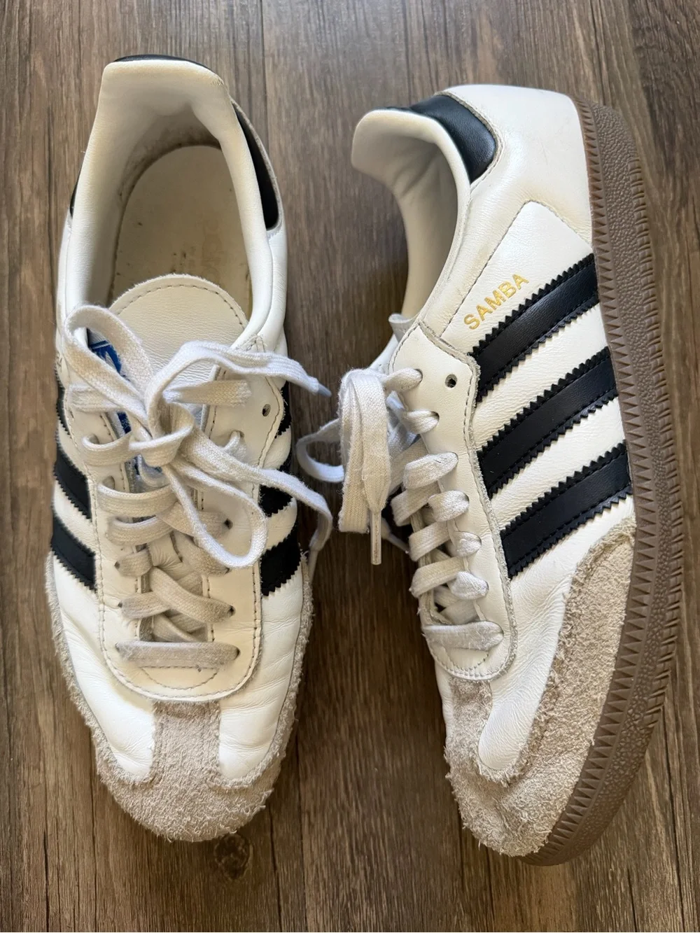 Adidas Samba OG White Sneakers Leather Shoes Stripes Gum Sole Suede Overlay 8